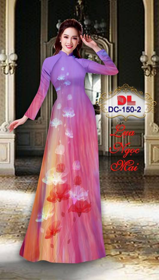 Vải Áo Dài Hoa In 3D AD DC150 22